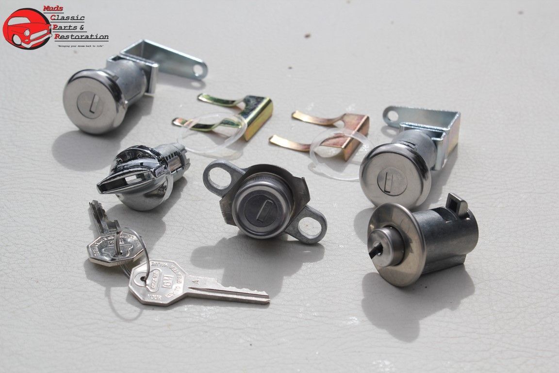 59 Chevy Lock Kit Ignition Glove Trunk Long Door Cylinders OEM Octagon Head Keys