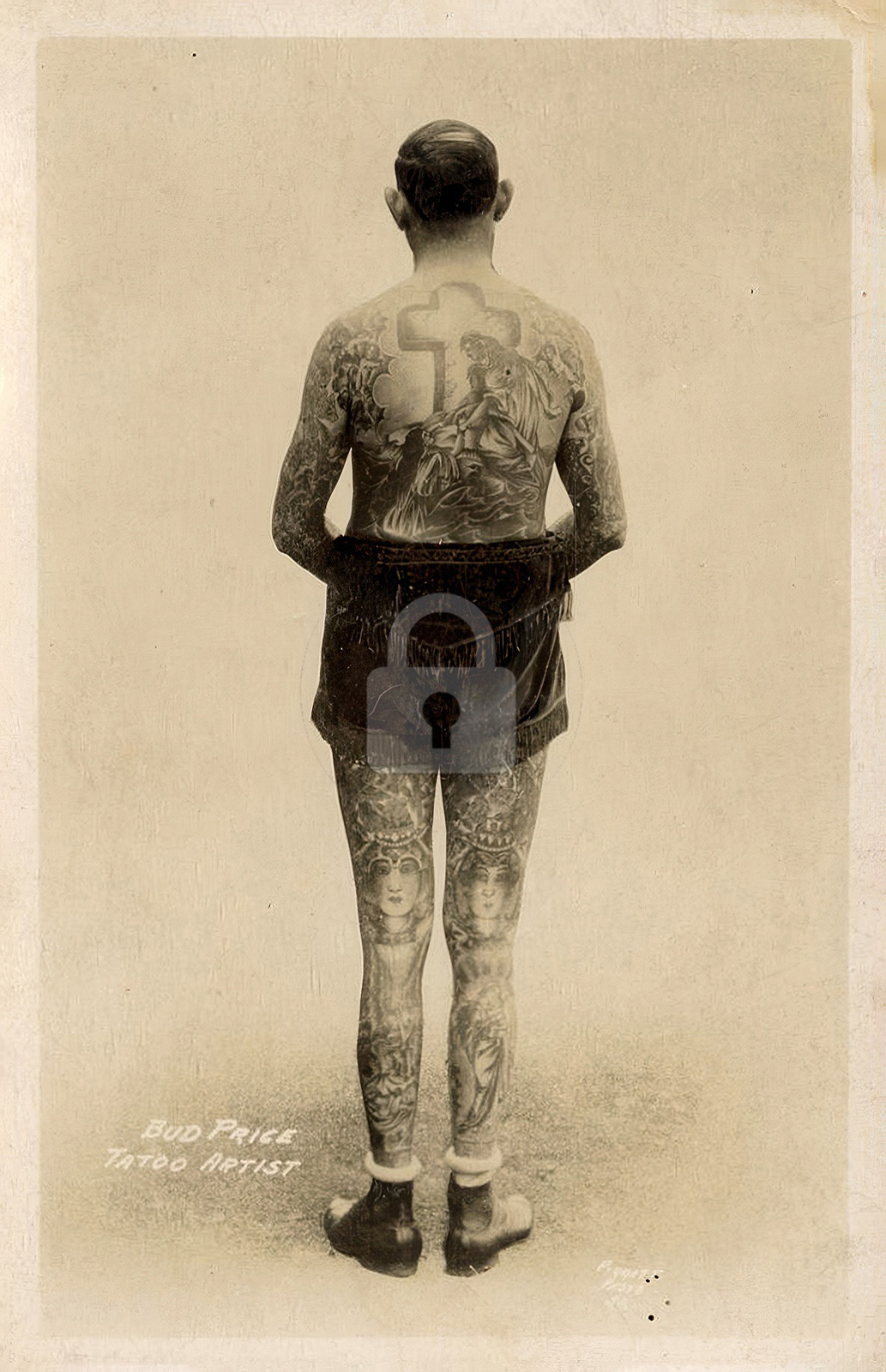 Bud Pierce Tattoo Artist Back RPPC Photo Postcard COPY