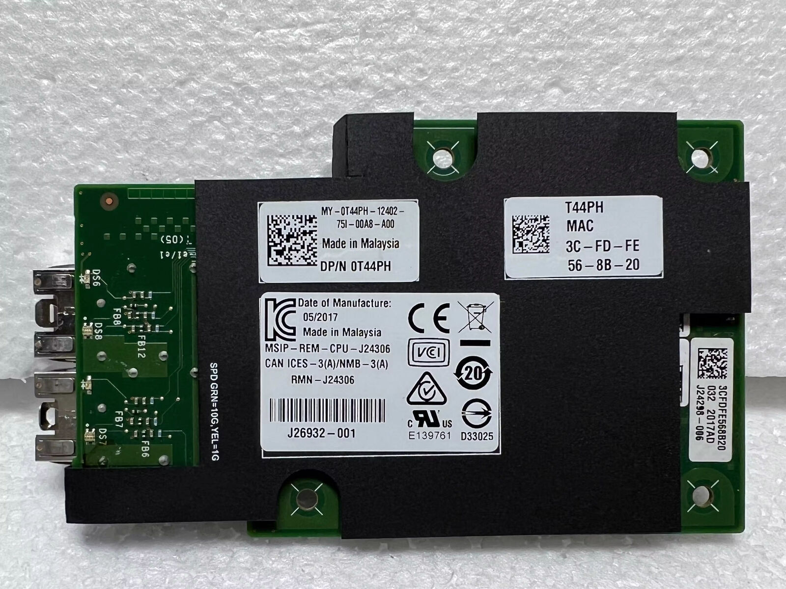 T44PH 0T44PH DELL INTEL X710-DA2 10GB SFP+ DUAL PORT C6420 MEZZ CARD