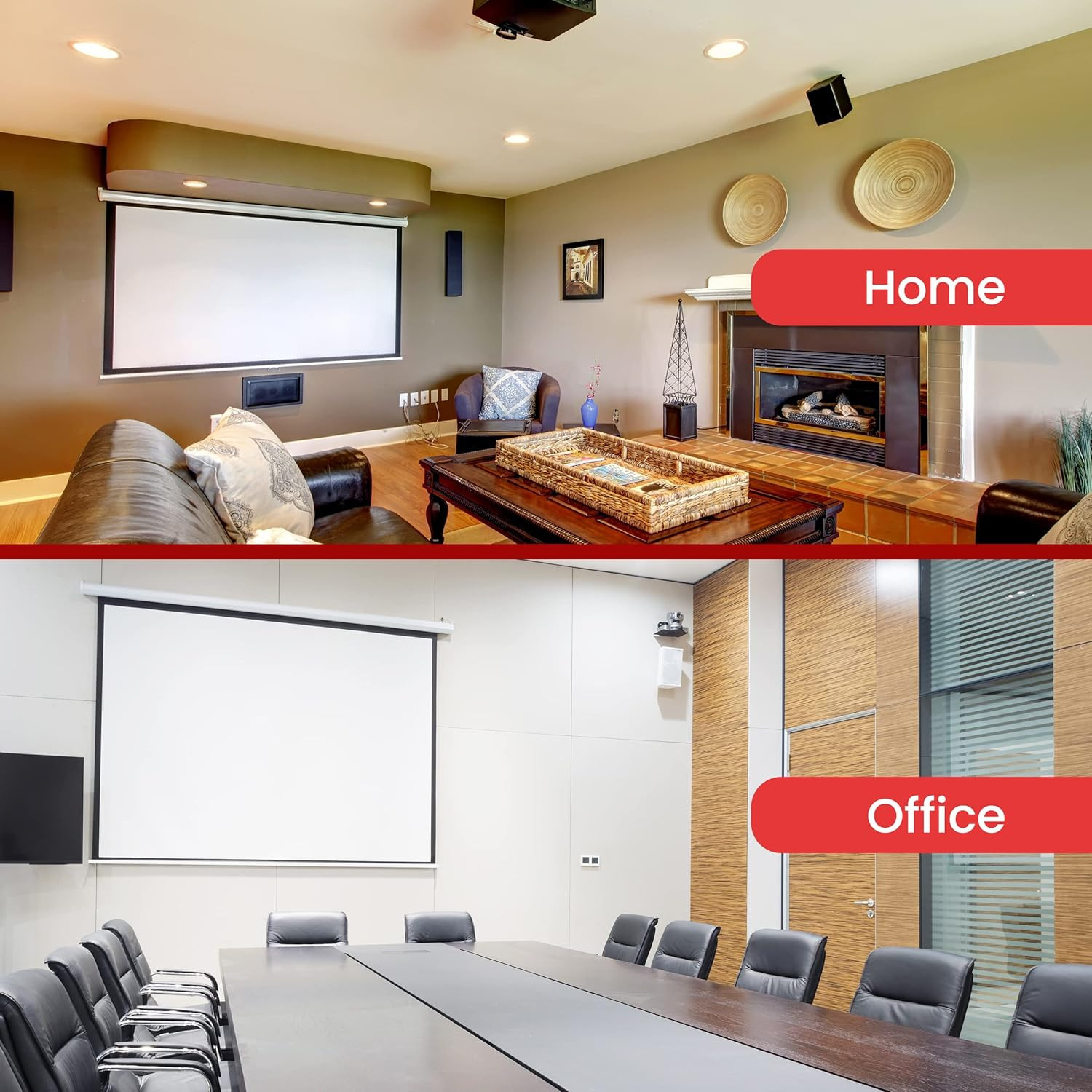 84-Inch Pull down Projector Screen – Manual Roll-Down Matte White Viewing Surfac
