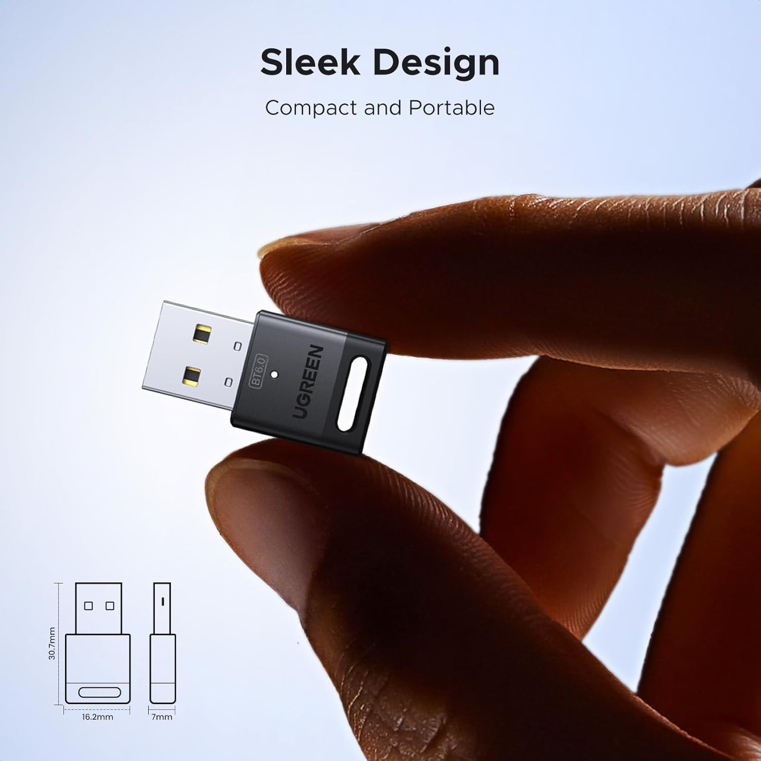 USB Bluetooth Adapter for PC, Bluetooth 6.0 Dongle Receiver EDR & BLE, Plug & Pl