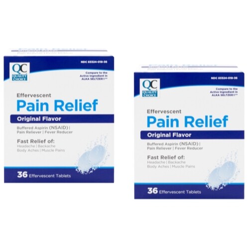 2 Pack Quality Choice Effervescent Pain Relief Antacid Tablets 36 Count Each