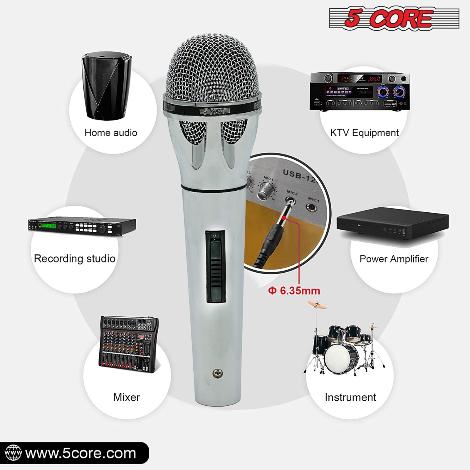 5Core Premium Vocal Dynamic Cardioid Handheld Microphone Unidirectional Mic