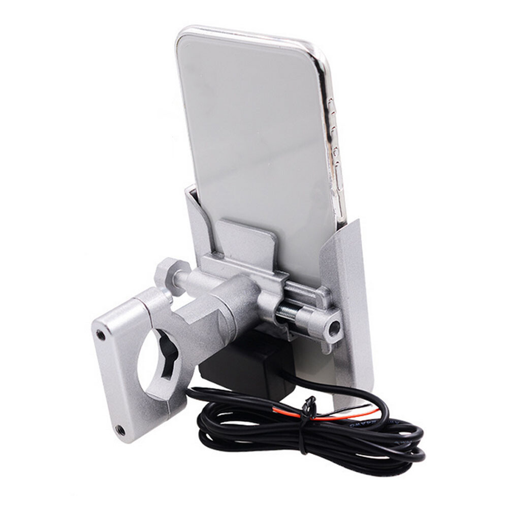 Universal Motorcycle Cell Phone Mount Holder with USB Charger Handlebar Install