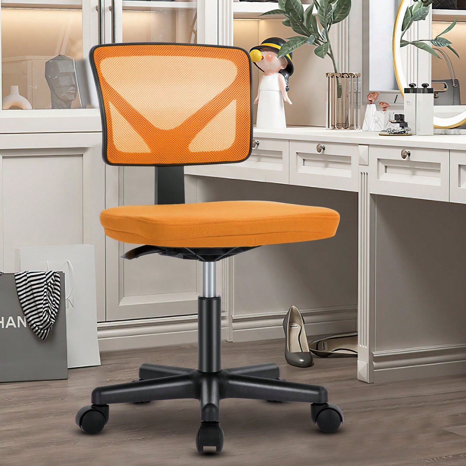 Sweetcrispy Home Office Desk Chair Ergonomic Armless Adjustable Height -FGQA