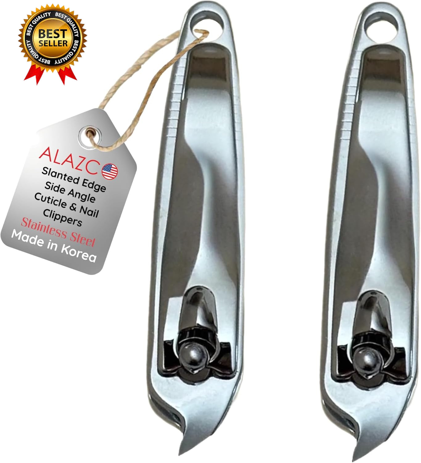 2 Slanted Edge Nail Clippers & Cuticle Trimmer Side Angle Clipper Pedicure Manic