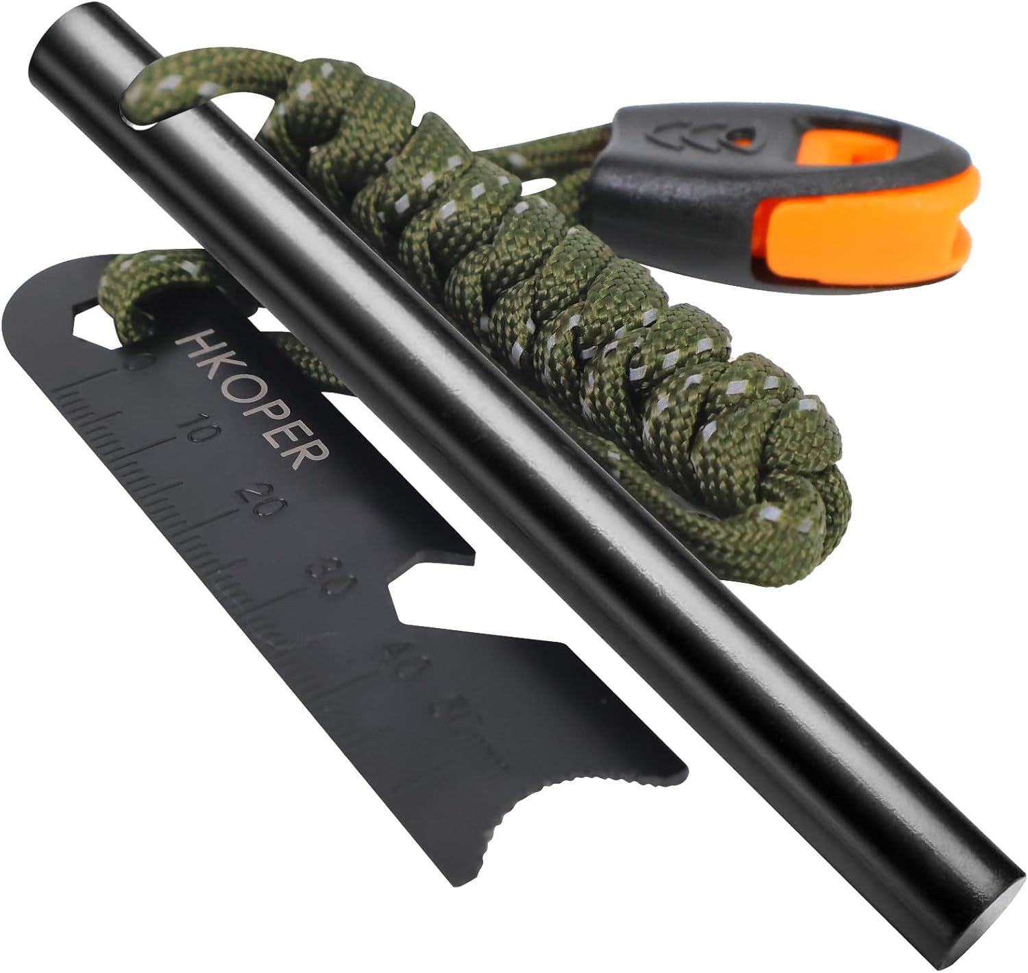 Iniciador de Fuego Ferrocerio 4 Pulgadas Kit Supervivencia 6 en 1 para Camping
