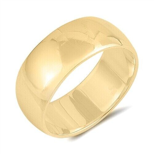 Wedding Band Ring Sterling Silver 925 Yellow Gold Plated Width 8 mm Size 5 - 15