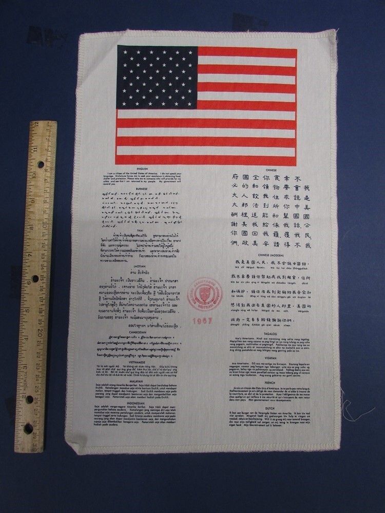 Vietnam Era BLOOD CHIT 9.5 X 15 Cloth USAF NAVY ARMY USMC Like Jacket Patch
