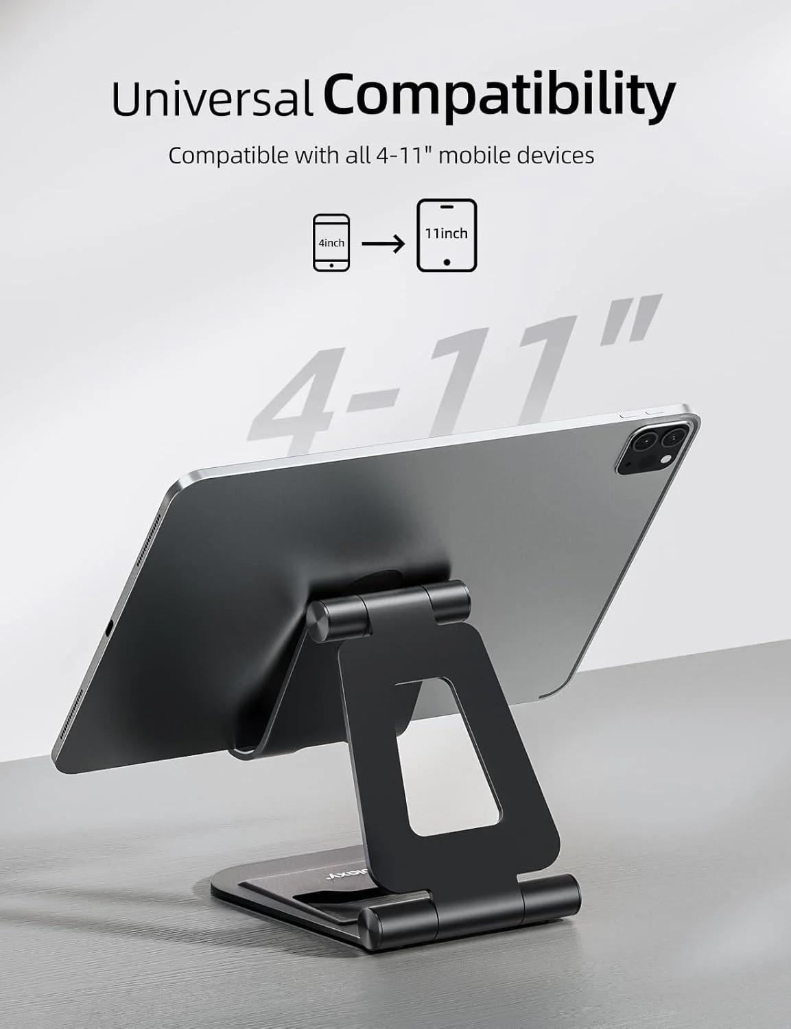 Aluminum Dual Foldable iPad Stand, Fully Adjustable Desktop Tablet Holder