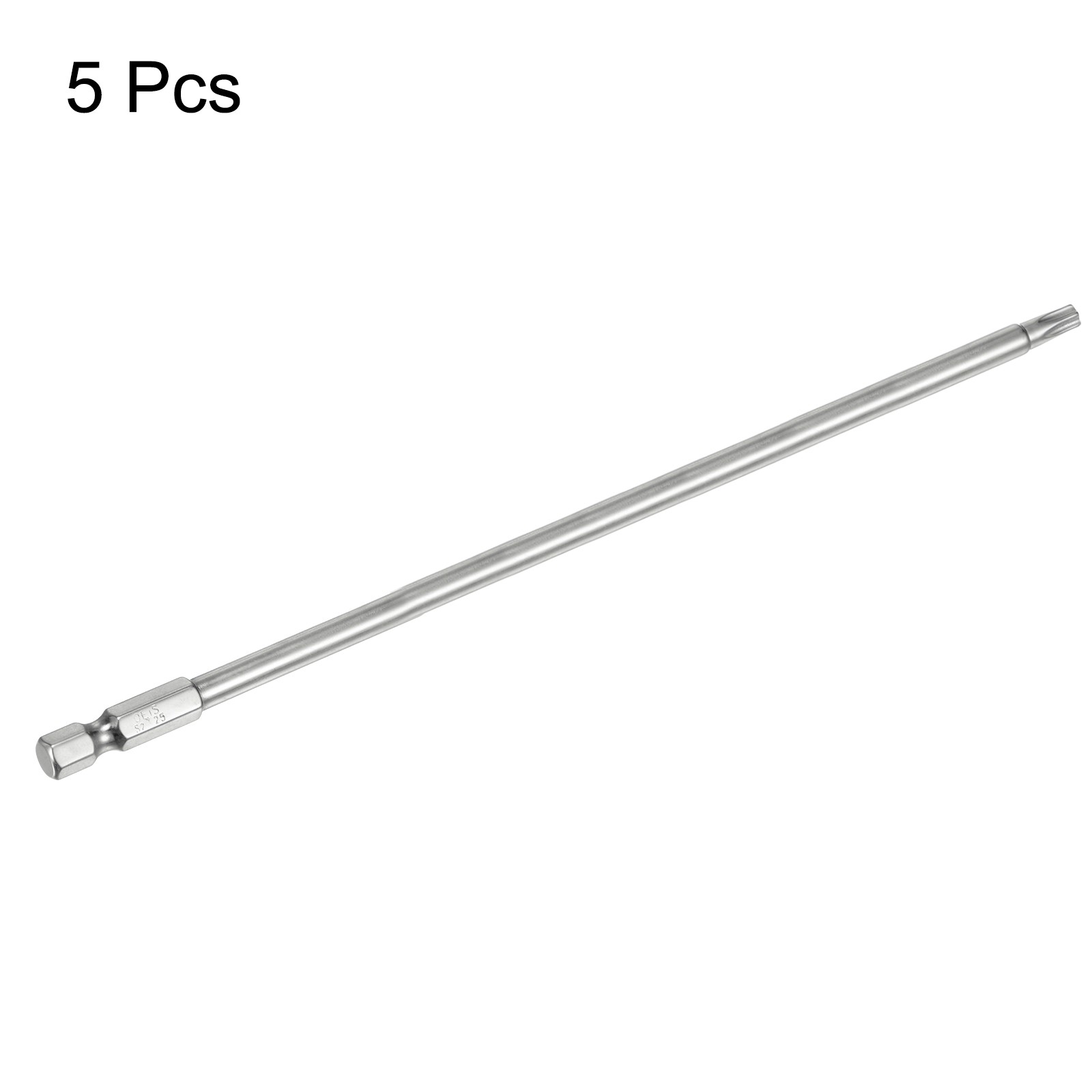 5pcs T25 Security Torx Bit 1/4" Hex Shank 8" S2 Steel for Driver Drill Bits