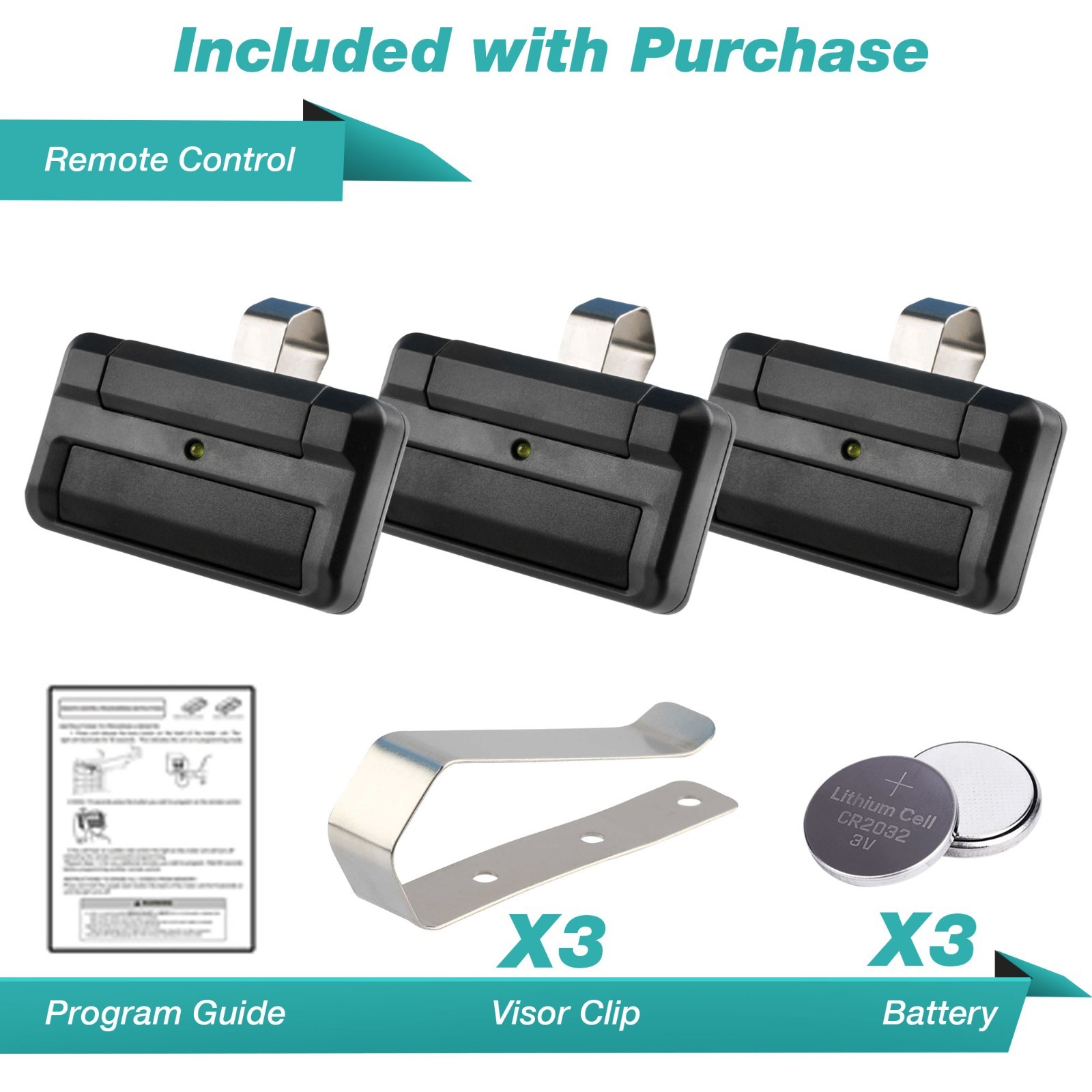 3x For LiftMaster 811LM 1-Button 12 Code Dip Switch Garage Gate Remote Control