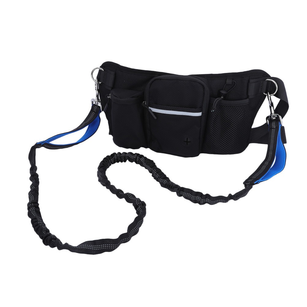 Hands Free Dog Running Leash, Waist Strap Fanny Pack Zipper Pouch, Dual Handle,
