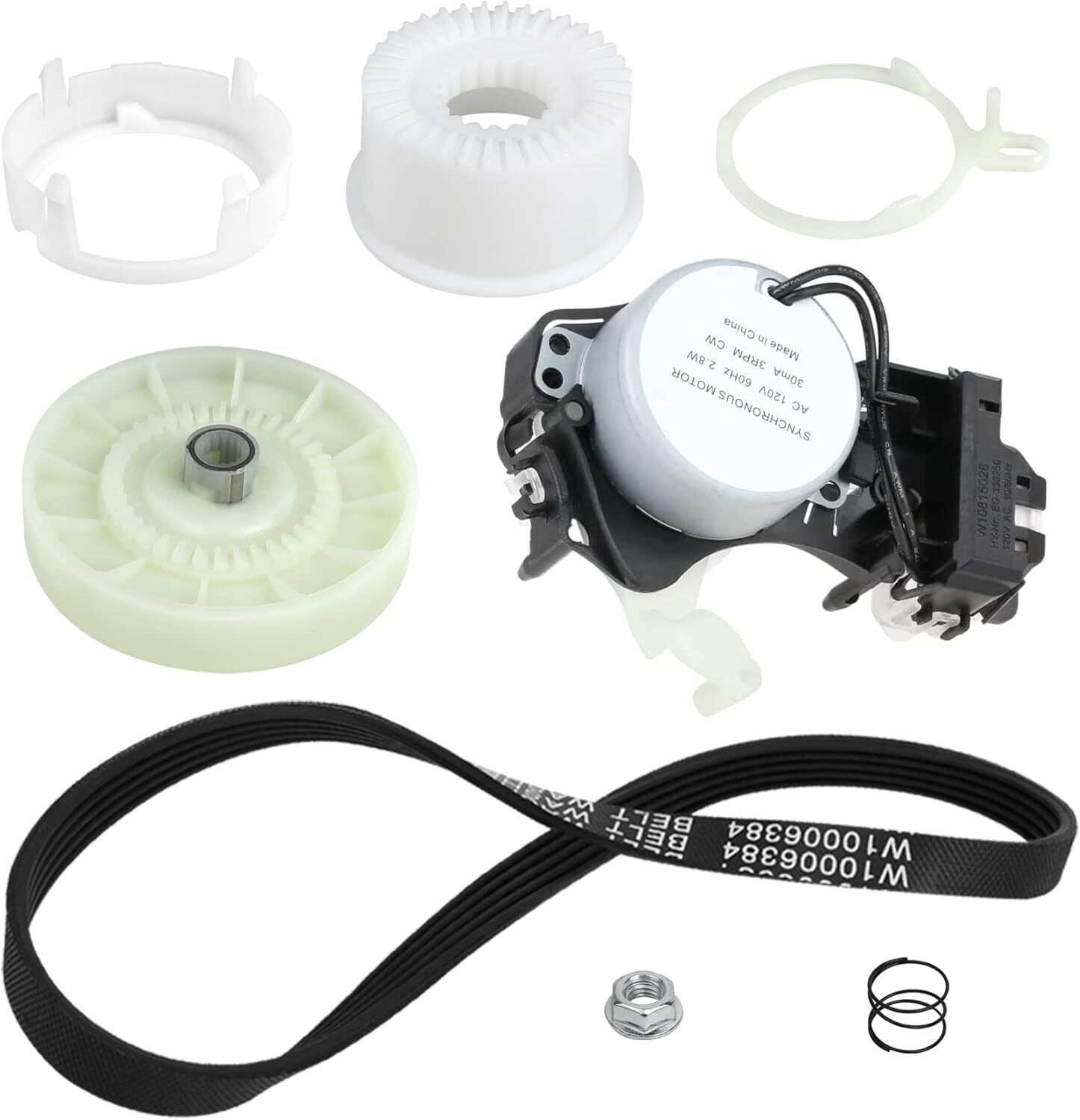 W10913953 Washer Shift Actuator+Washer Pulley Clutch Kit+Belt for Whirlpool