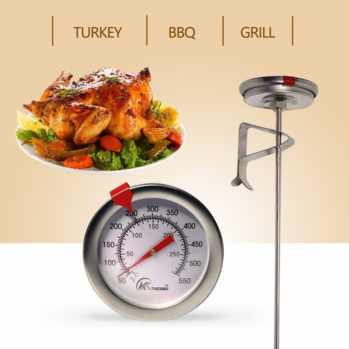 Candy/Deep Fry Thermometer with Instant Read,Dial Thermometer,2" Stainless St...