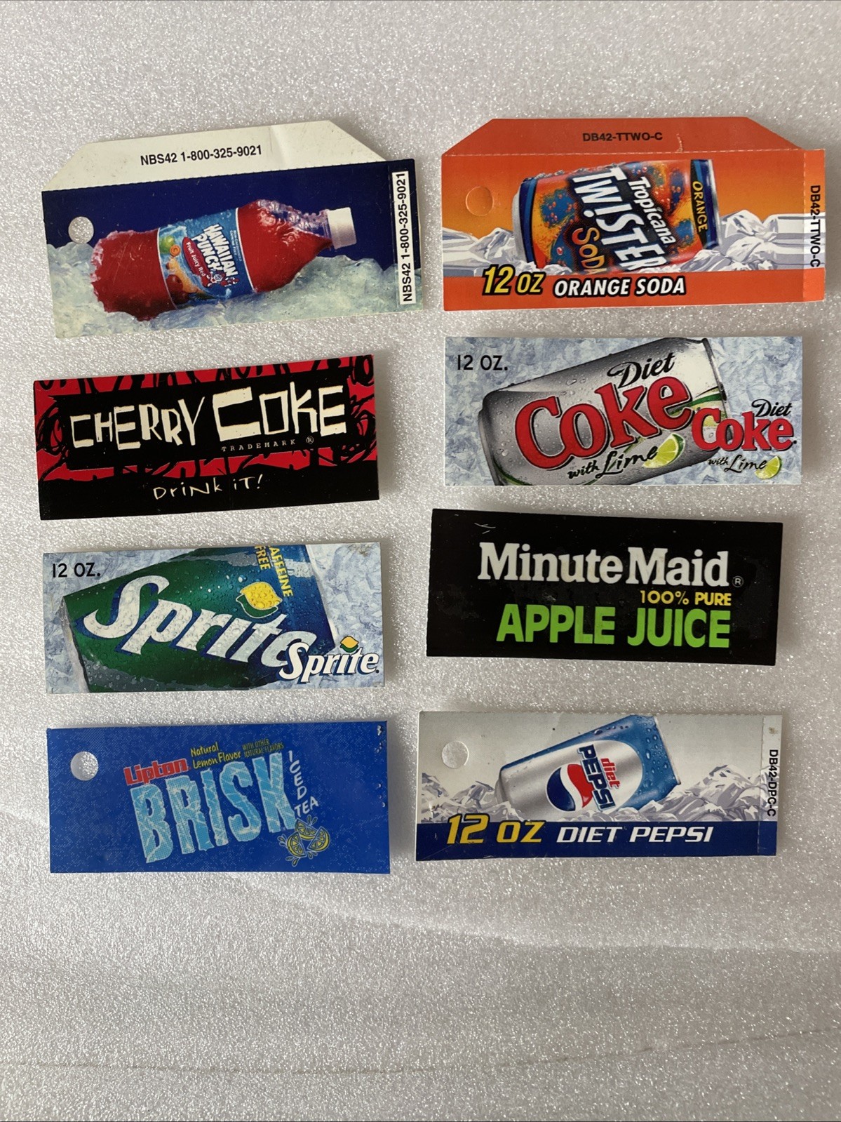 (8)Pcs "VINTAGE" SODA VENDING MACHINE  "CAN" Vend Labels Flavor Strip