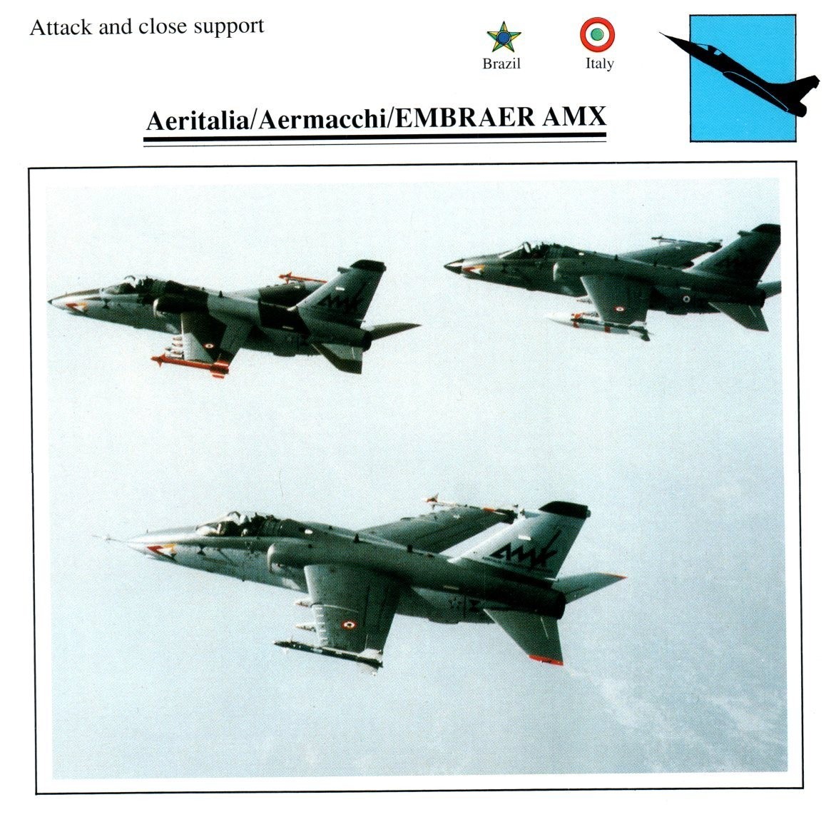 Aerialia Aermacchi Embraer AMX Edito Service Warplane Air Military Card Italy