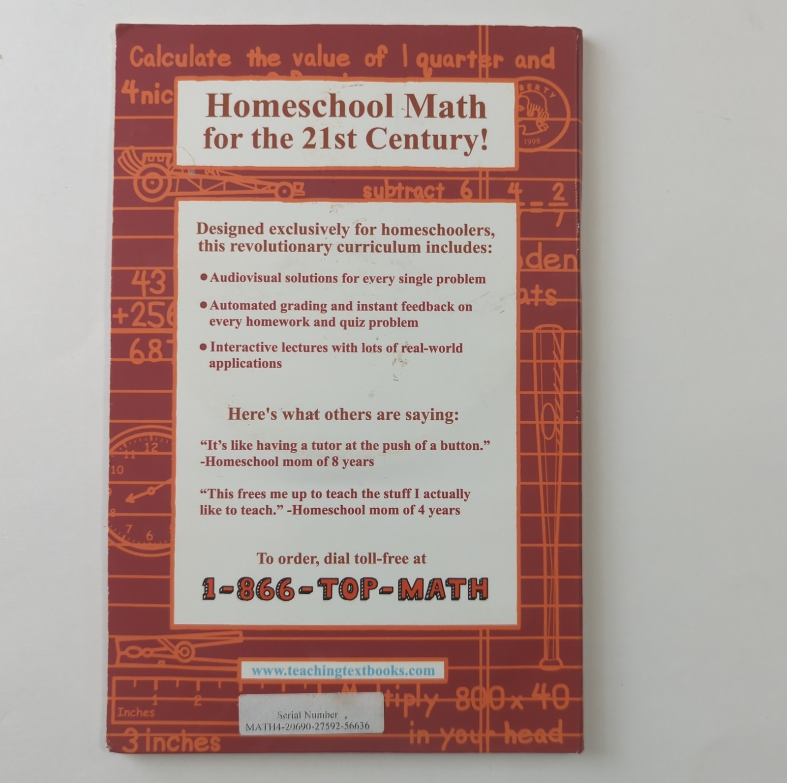 Teaching Textbooks Math 4 Workbook, CD-ROM Set 4 Discs & Answer Booklet - Read!