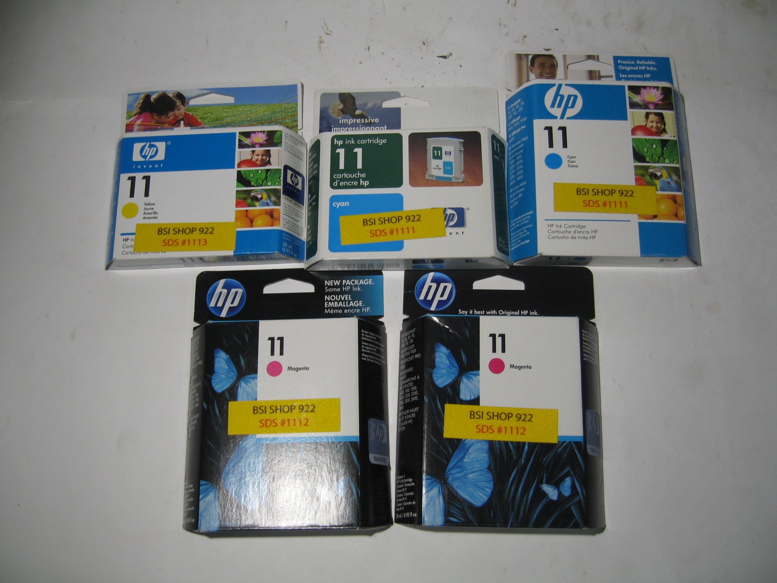 Lot of 5 New & Sealed Genuine HP 11 Ink Cartridge C4836A C4837A C4838A Expired