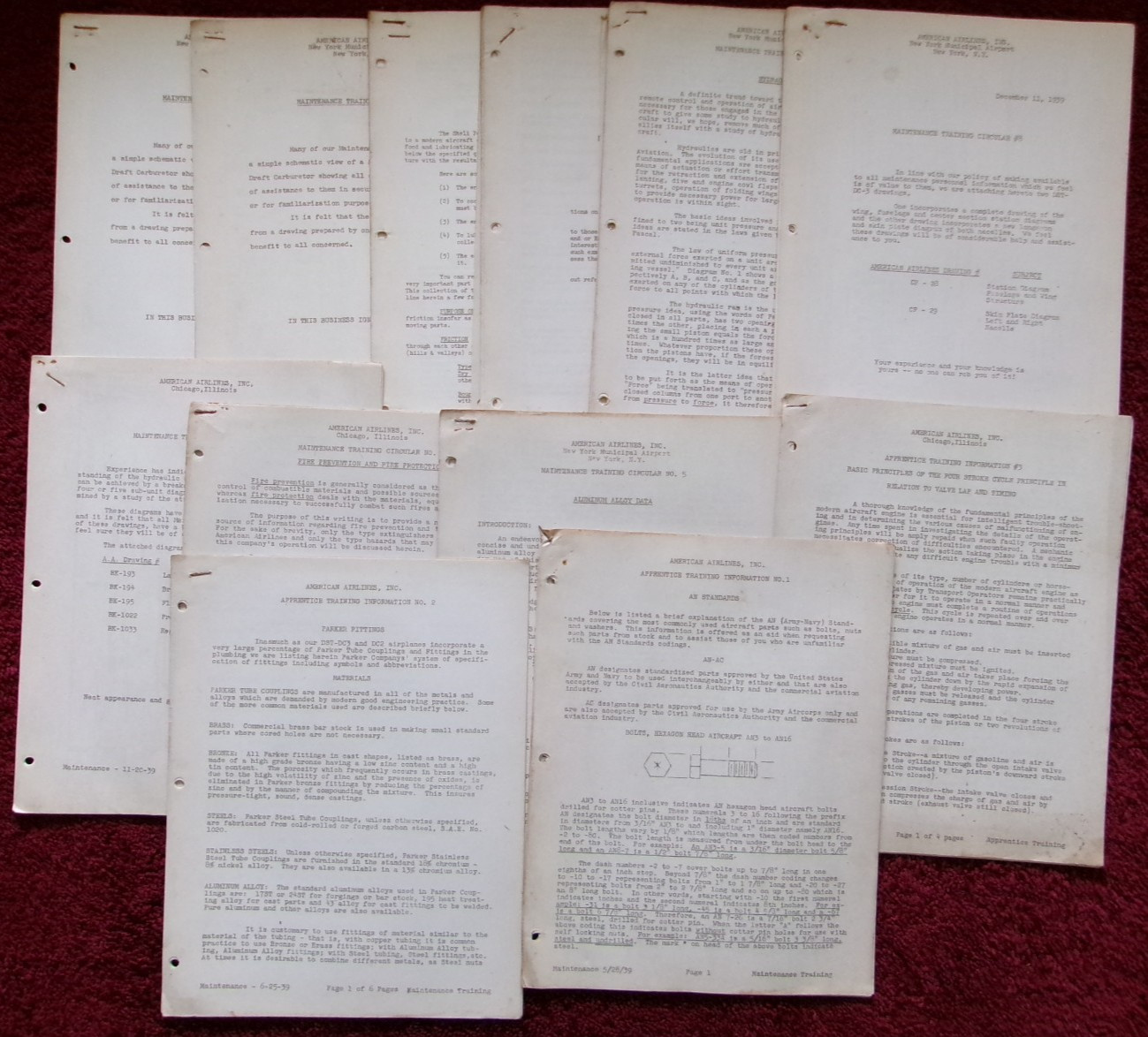 1939 AMERICAN AIRLINES Mechanic Apprentice Training Information Booklets 85 Pgs.