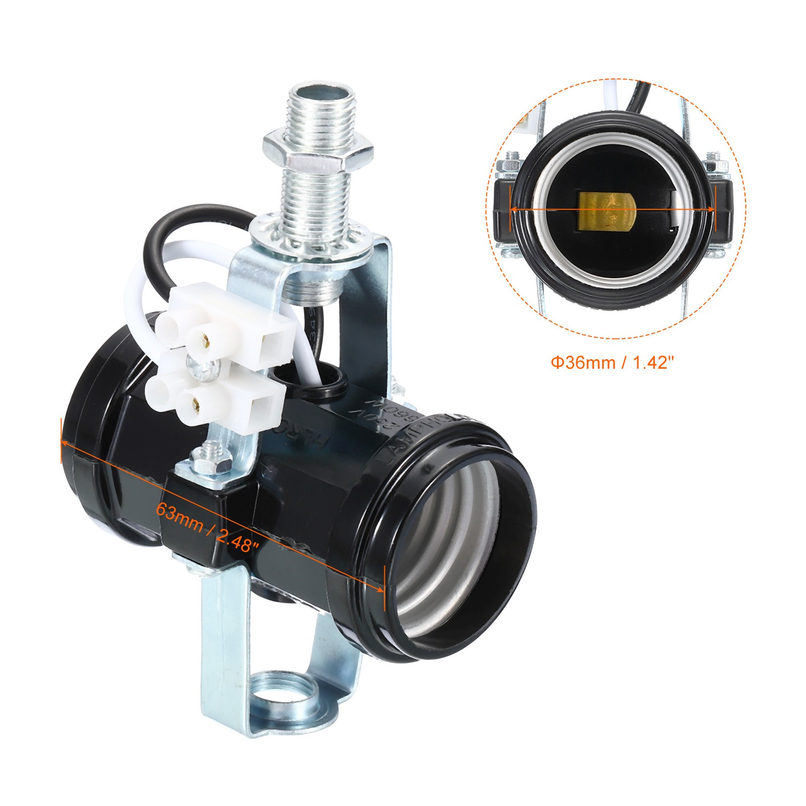 E27 Double Base Bulb Socket M10 Thread Lamp Holder 2 Light Socket with Bracket