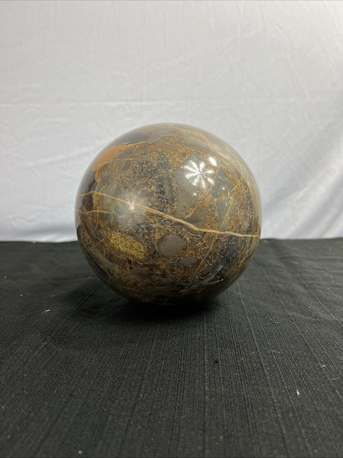 Large Polished Stone Sphere 5.5 Inch Brown Tan Jasper Septarian Orb Home Decor