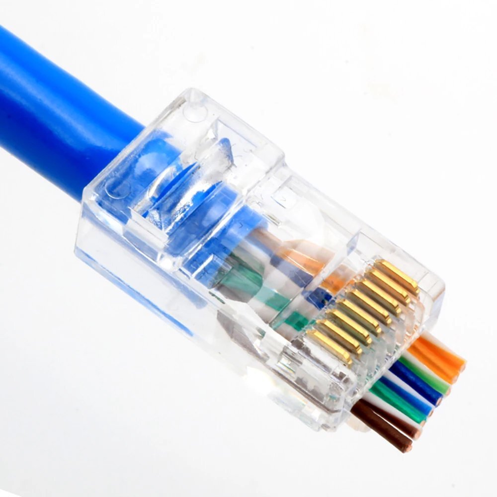 100pcs CAT6 CAT5 RJ45 Pass Through Modular Plug Network Cable Connector End 8P8C