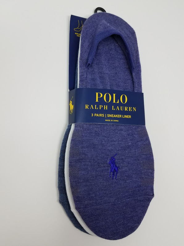 Polo Ralph Lauren Women's 3 Pack Marled Sneaker Ultra-Low Visibility Socks