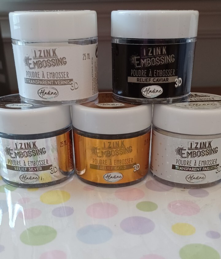 Set of 5 Aladine Izink Embossing 3-D Powder set. Beautiful colors!