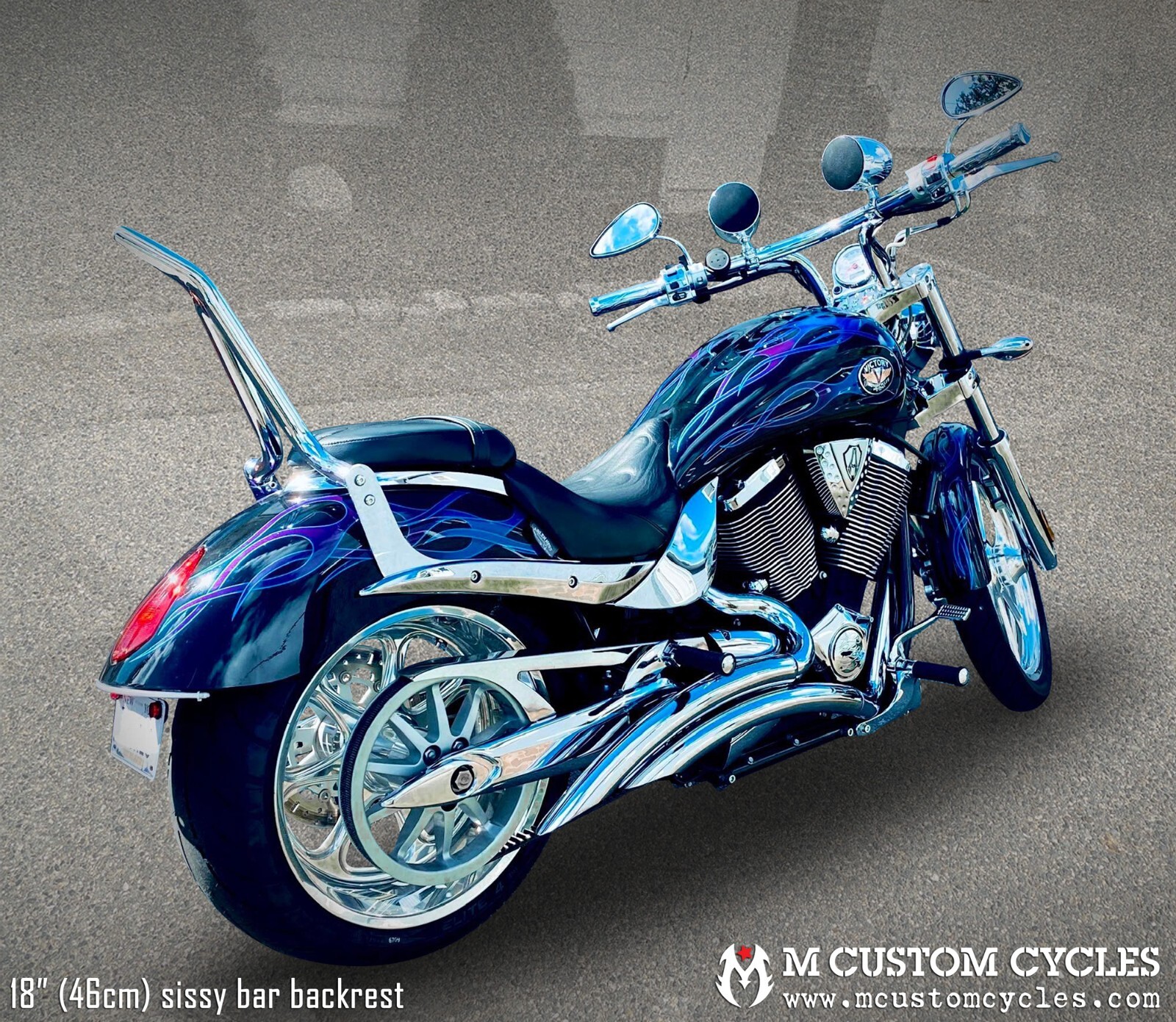 18" (46cm) Victory Jackpot Sissy Bar Passenger Backrest