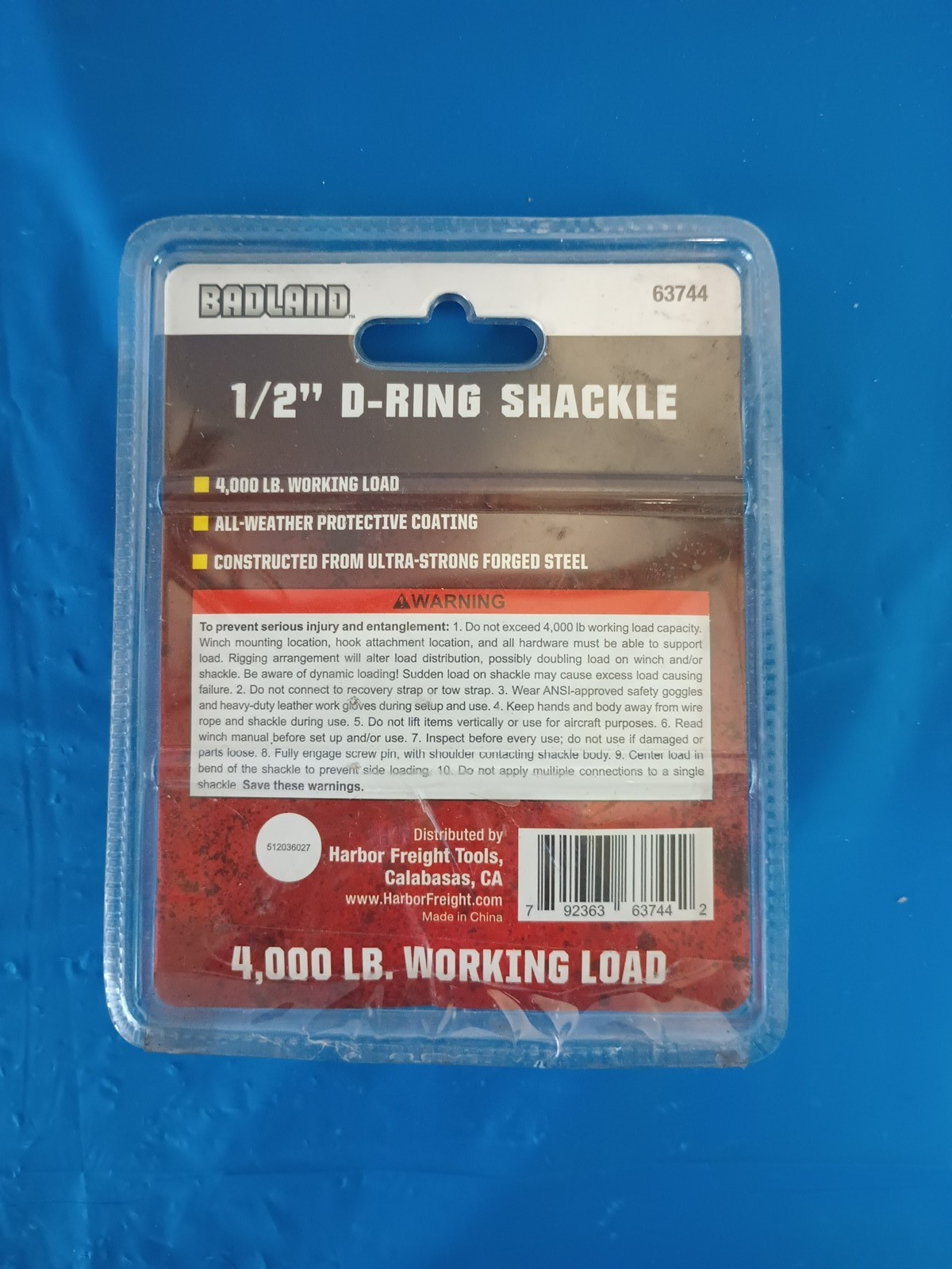 BADLAND 1/2'' D-Ring Shackle 4,000 LB Working Load