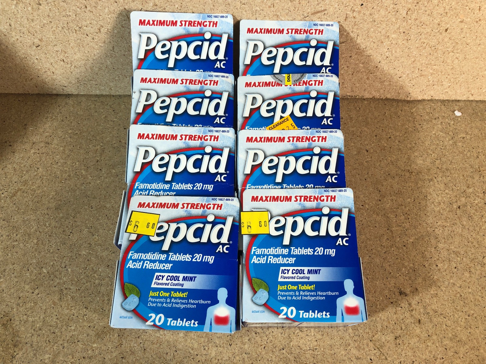 LOT OF 8 Pepcid AC Maximum Strength 20mg ICY COOL MINT 160 Tablets 10/26+