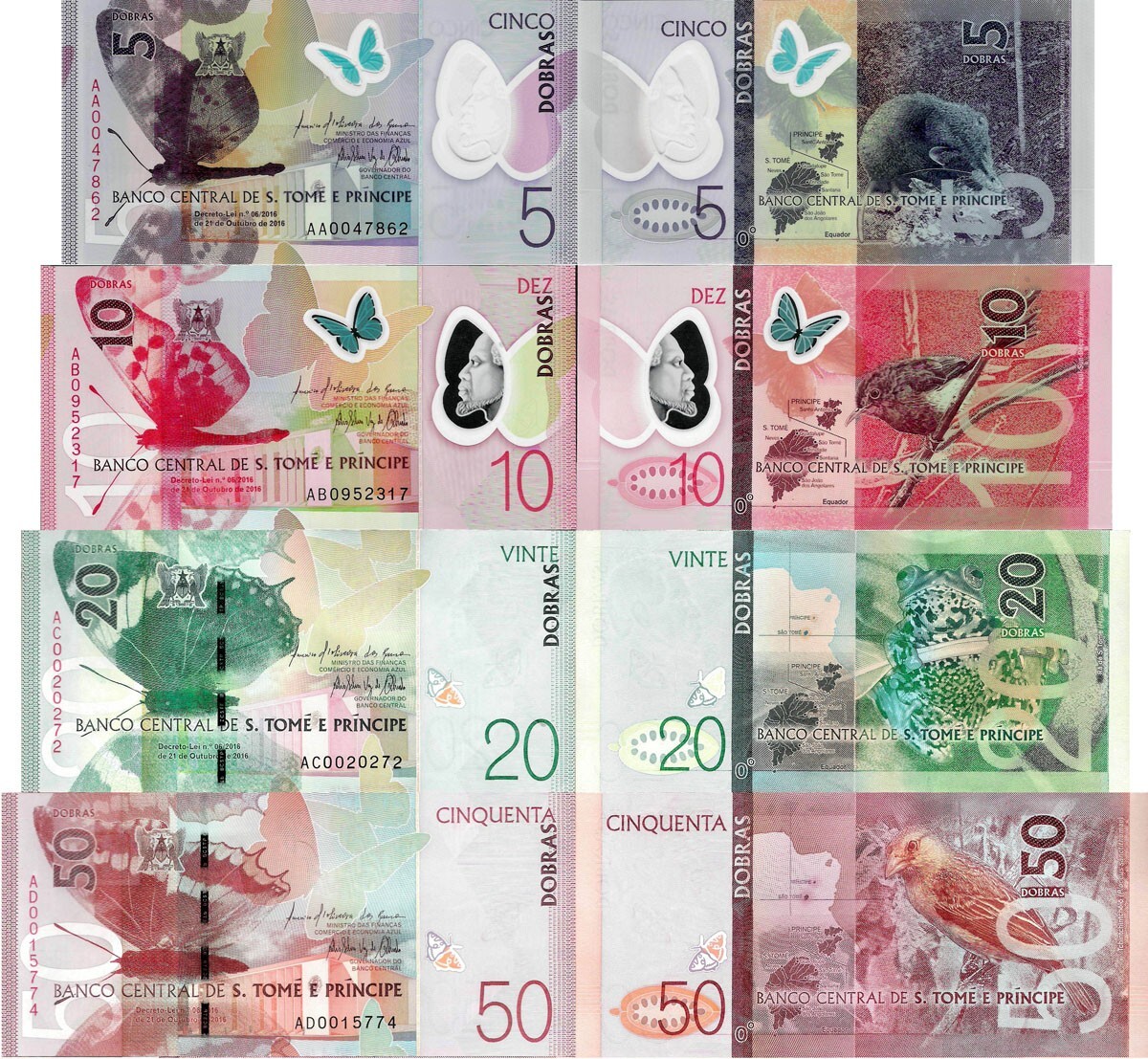 Sao Tome and Principe 2016 set 4 pcs 5+10+20+50 dobras - Pick 70-73 UNC