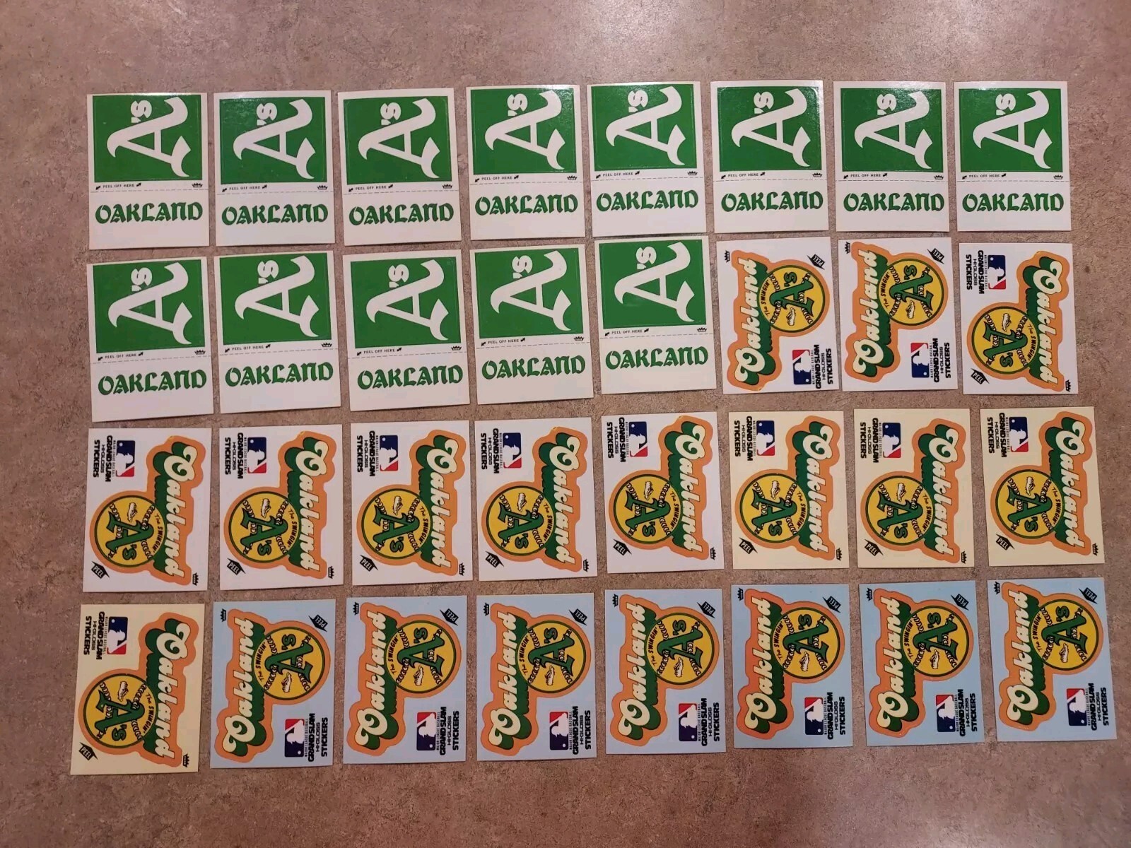 Lot Of 32 Oakland A's 1979 Fleer Grand Slam Baseball Hi-Gloss Stickers Athletes