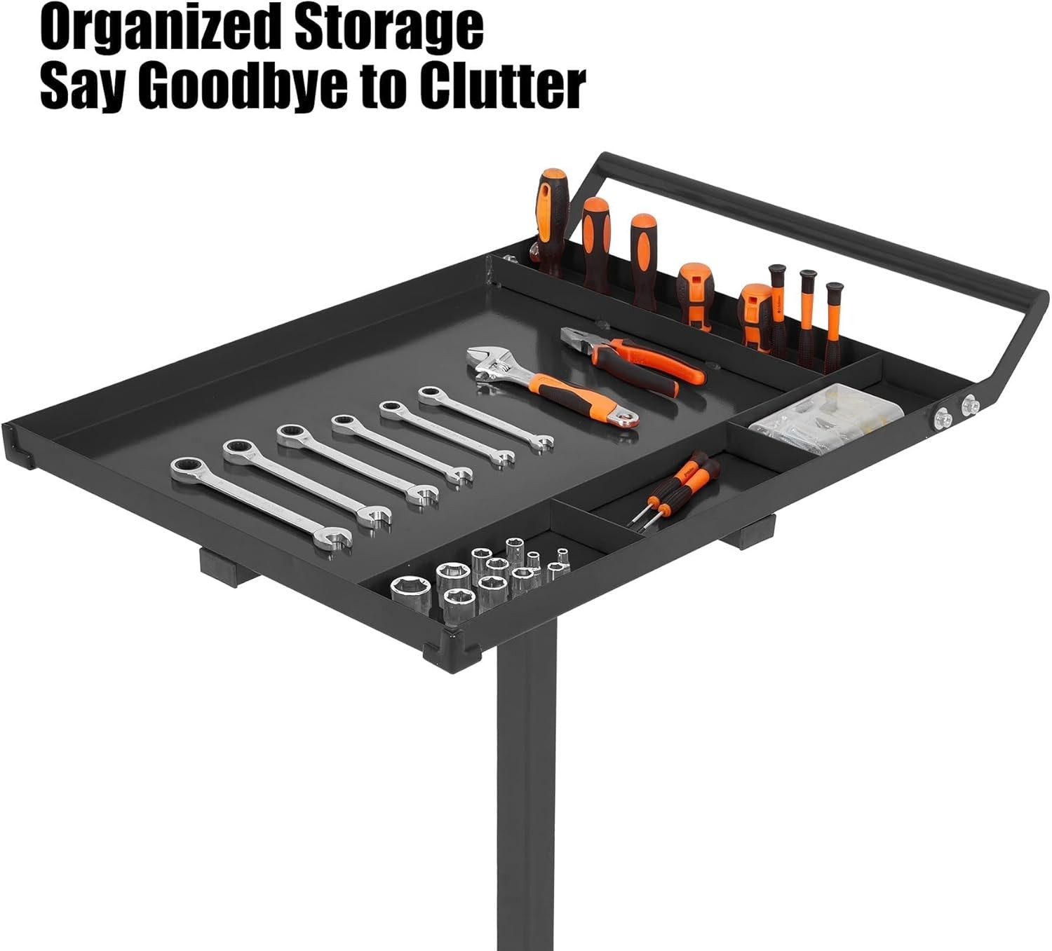 Heavy-Duty Mobile Workbench with Adjustable Height (35"-44.8"), 220 Lb Capacity