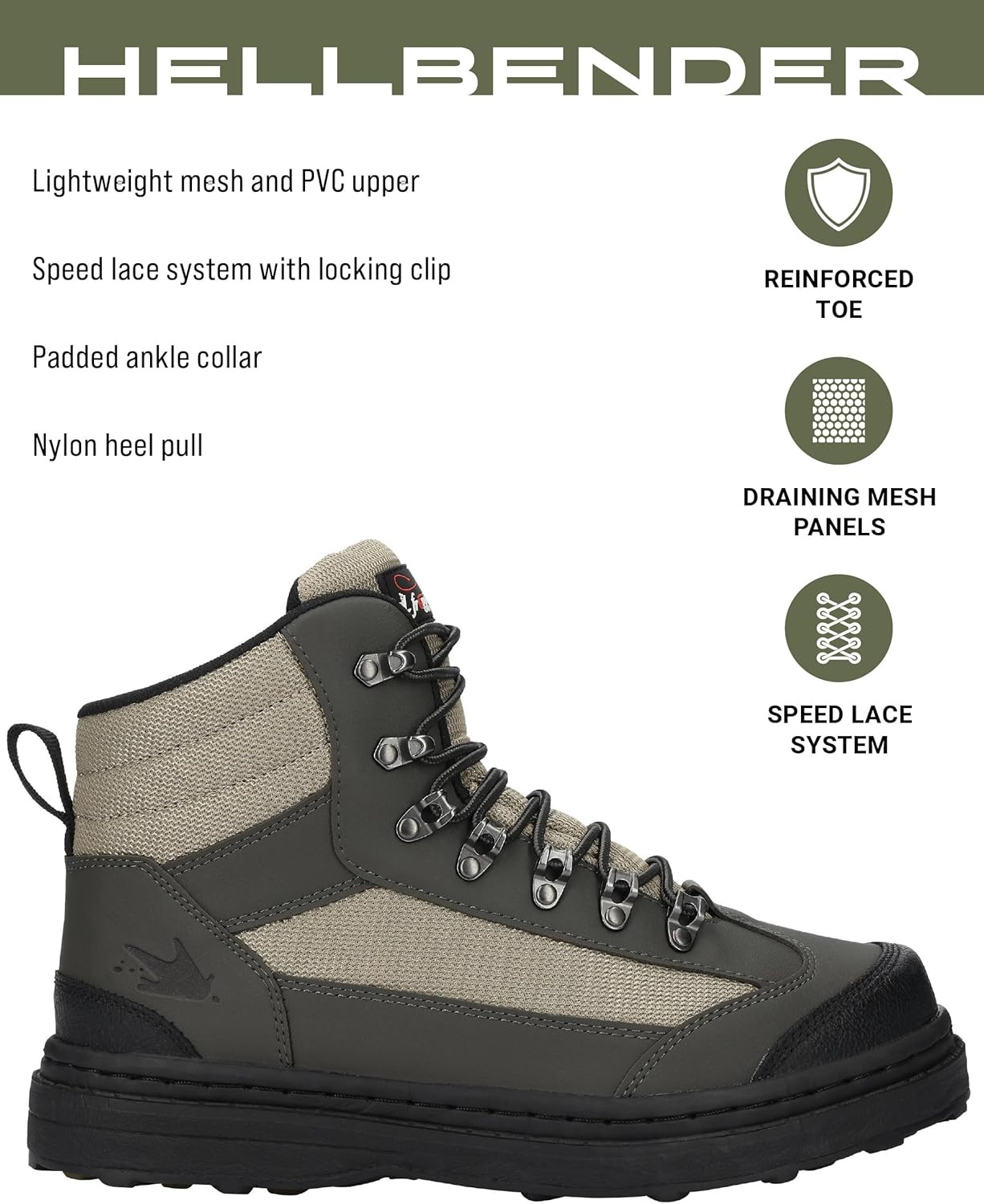 Men'S Hellbender Waterproof Fishing Wading Boot for Fishing in Felt or Cleated,