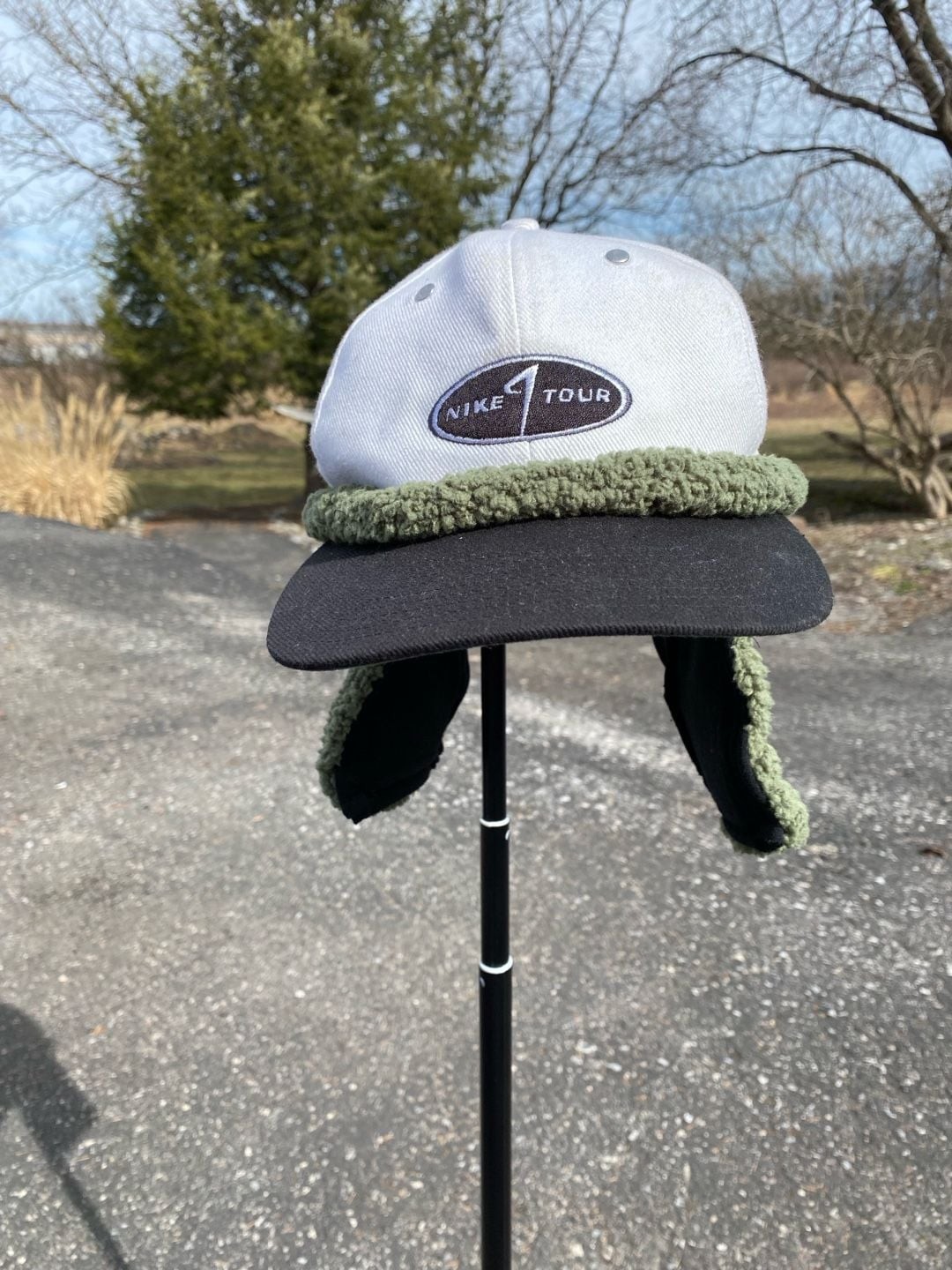 1/1 custom Nike Golf Tour Vintage hat fleece details with ear muffs