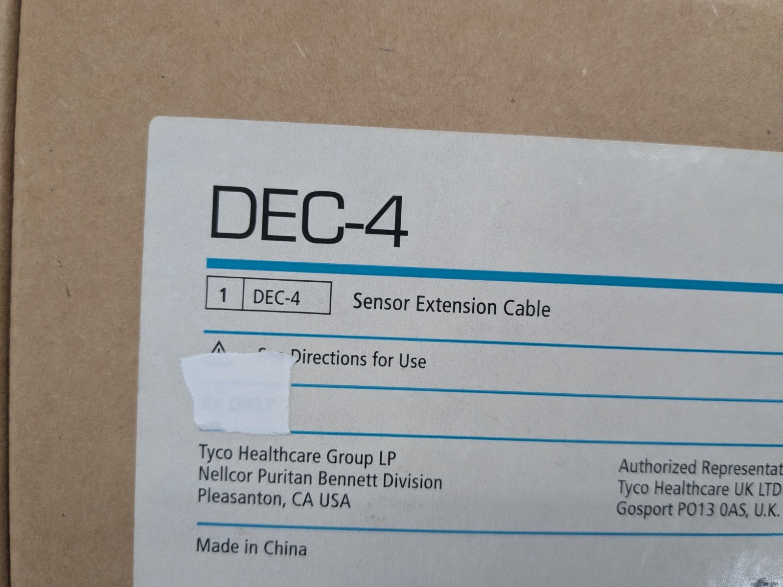 Nellcor DEC-4 SPO2 Sensor Extension Cable, New Open Box, Tyco,