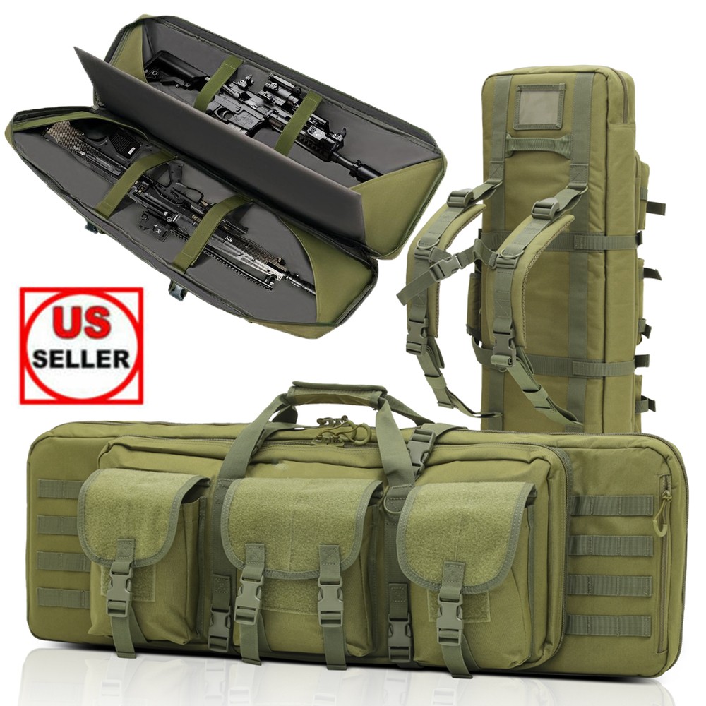 36"Tactical Double Rifle Bag Gun Range Padded Soft Case for 2 Rifles & 2 Pistols