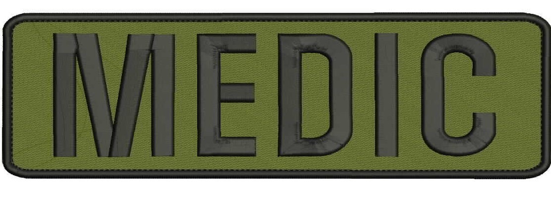 MEDIC Embroidery Patches 3x10 hook black and od green