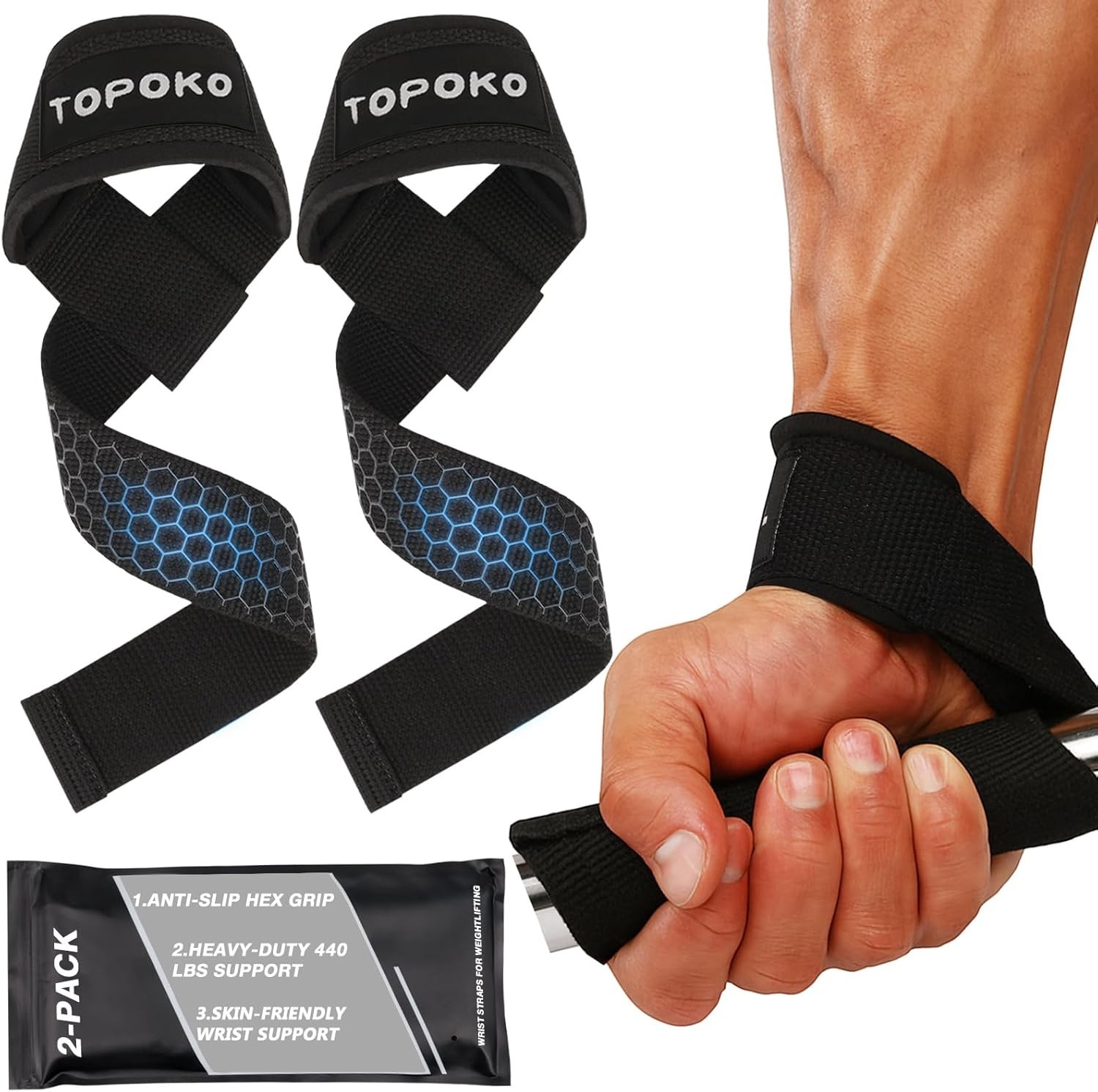 Guantes Para Levantar Pesas De Gym MAS Soporte Muñequeras Levantamiento Fuerte
