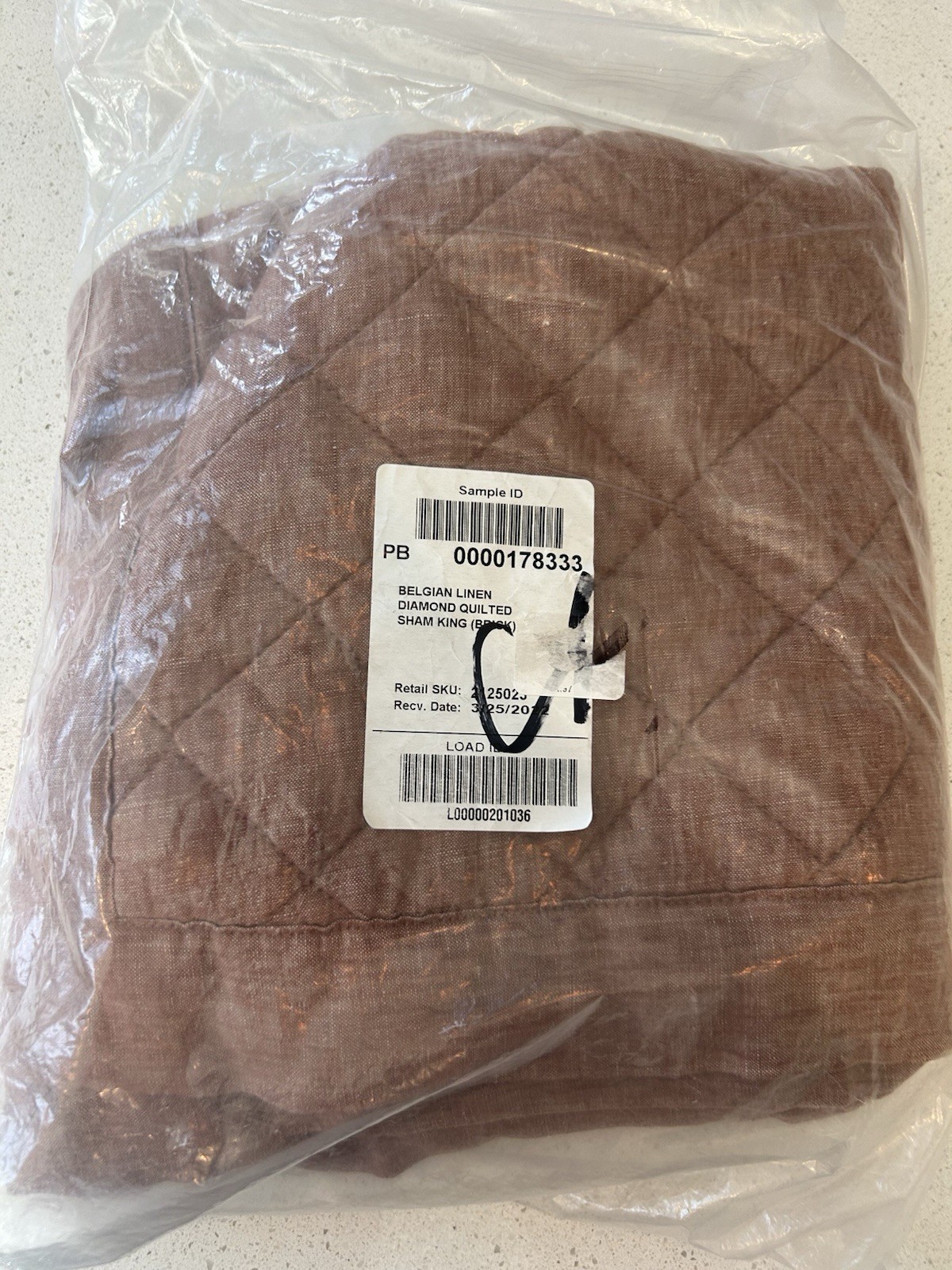 Pottery Barn Belgian Flax Linen Diamond King Pillow Sham Brick