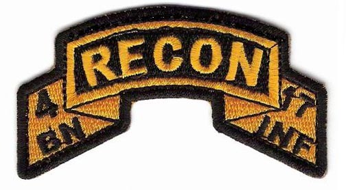 4-17 Infantry Recon Platoon  - Scout Platoon Tab - Army Ranger Scroll Tab Style