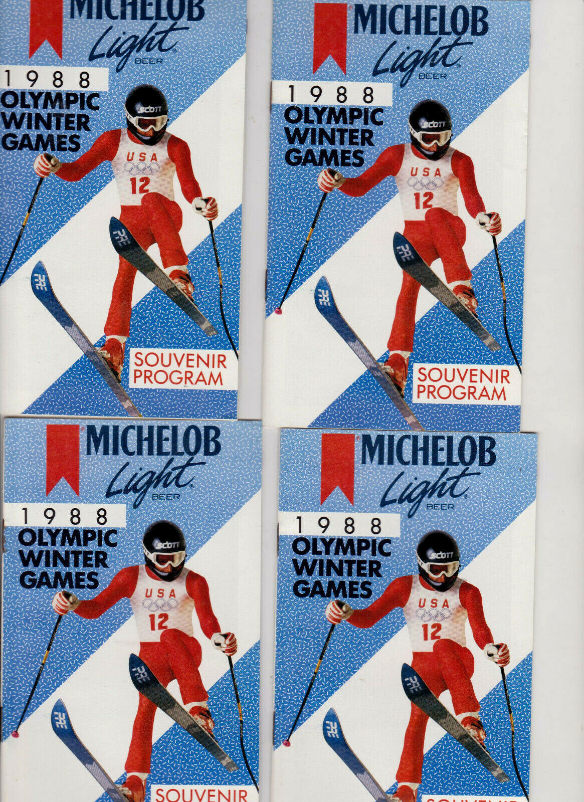 4X 1988 Olympic Winter Games Calgary Michelob Light Skiing 28pg Souvenir Program