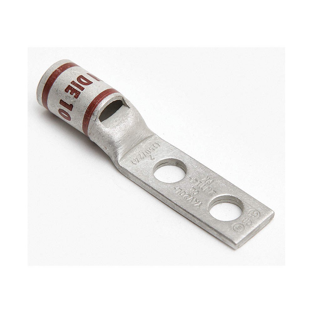 BURNDY YAV2CL2NT14FX TwoHoleLugCmprsnConn,STD,Brown,10 22P080