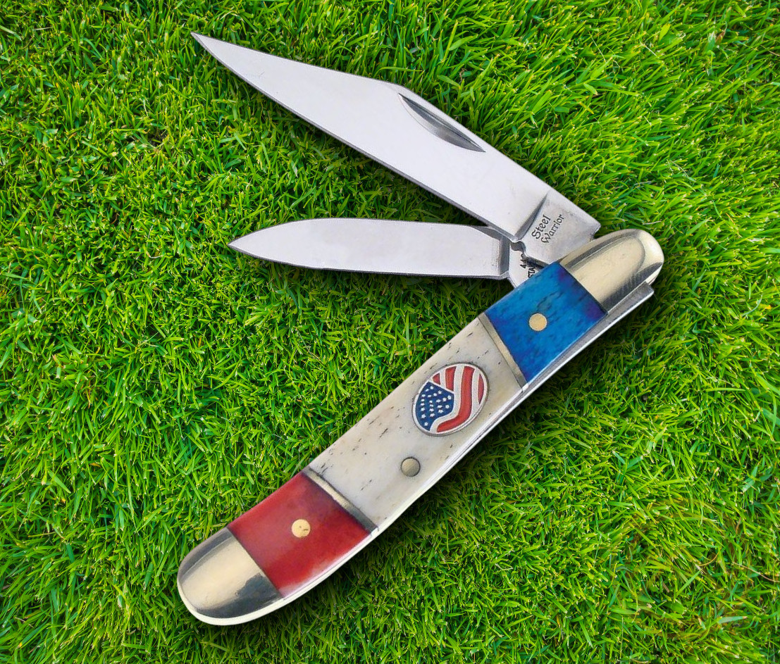 Frost Cutlery Little Peanut Pocket Knife Stainless Steel Blades Bone Handle