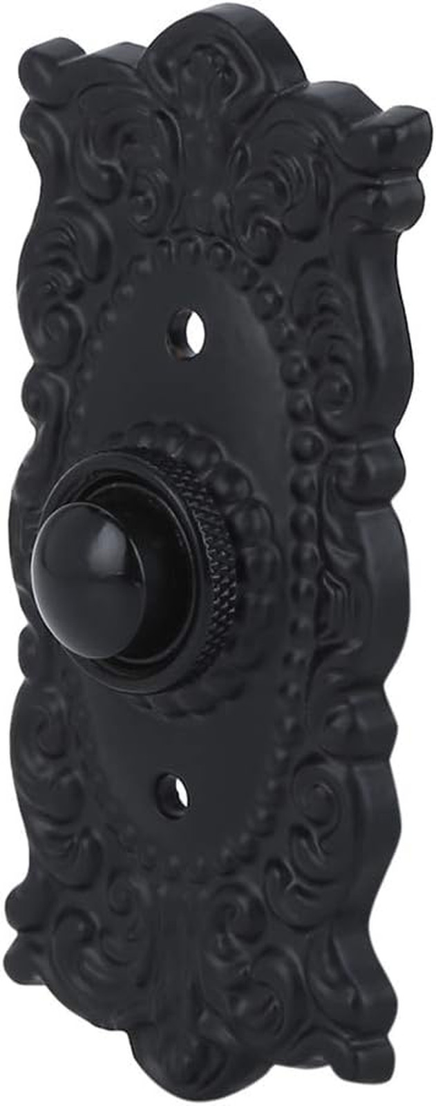 Wired Iron Doorbell Chime Push Button Vintage in Black Powder Coat Finish Vin...