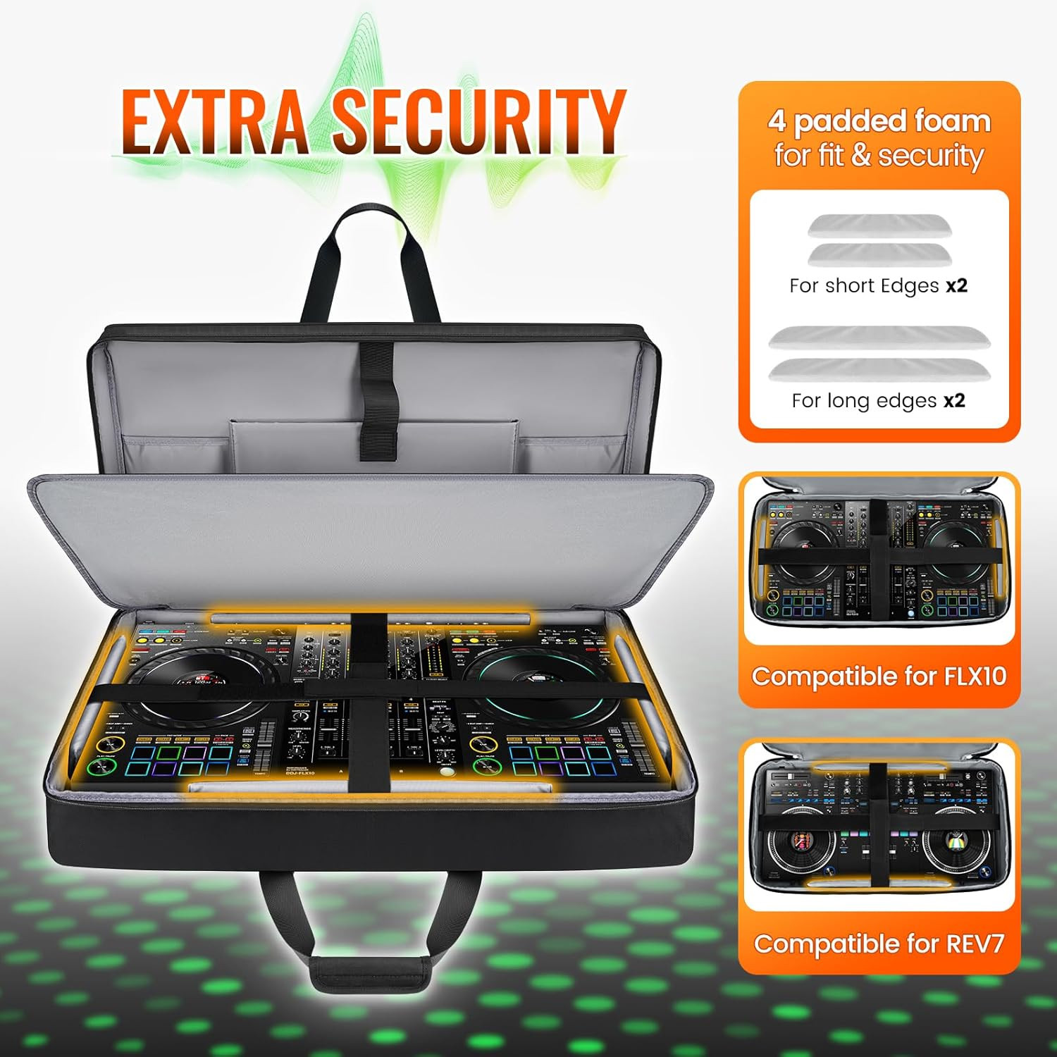 DJ Controller Case for DDJ FLX10 / 1000 / REV7 / FLX6, Padded Large Capacity DJ