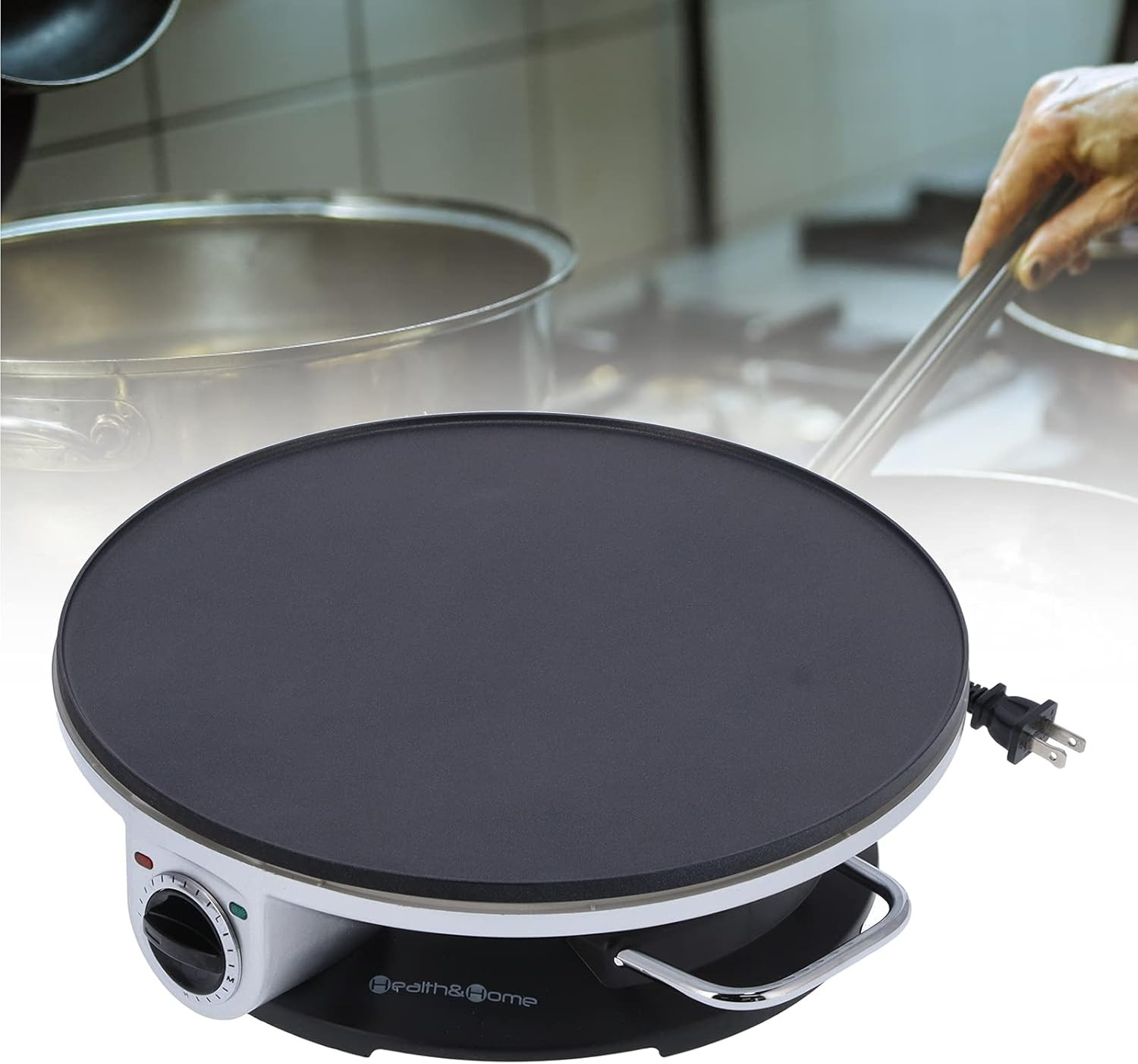 Non-Stick Electric Crepe Maker with Temp Control for Perfect Snacks