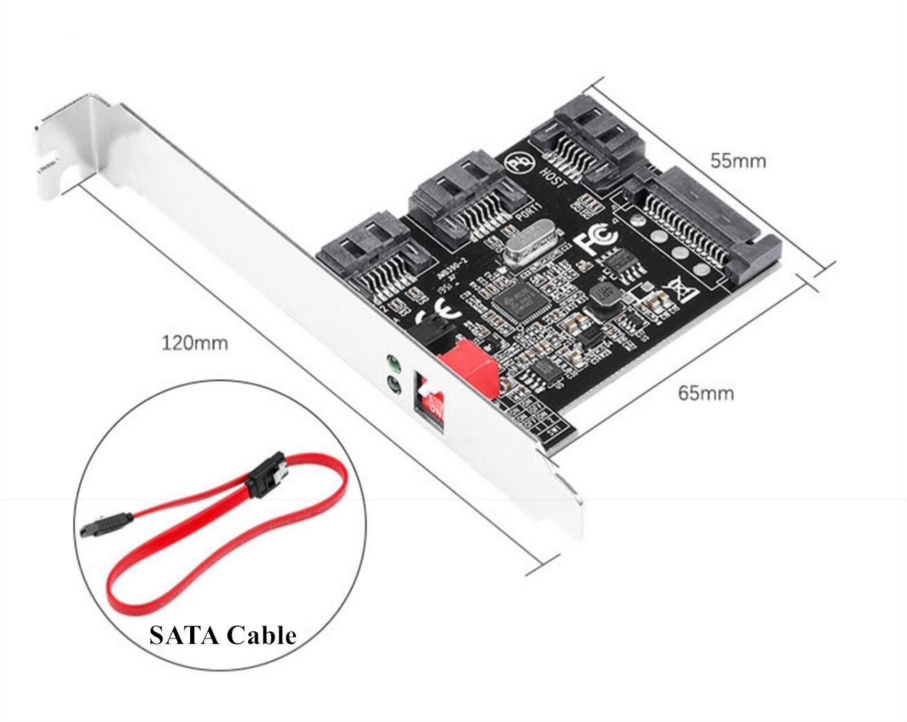 Dual Channel Hard Disk Accelerator Card 2-Port SATA 2.0 HW RAID With PCI Bracket